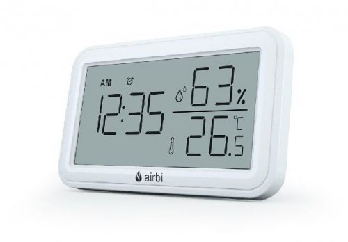 Airbi INDOOR – termohigrometr elektroniczny z zegarem i budzikiem