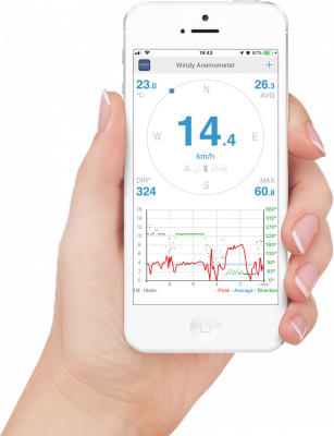 Navis Windy B/S wiatromierz bezprzewodowy anemometr do smartfona z czujnikiem temperatury