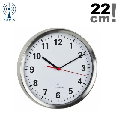 TFA 60.3529.02 zegar ścienny wskazówkowy sterowany radiowo płynąca wskazówka aluminium szkło średnica 22 cm