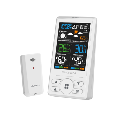 GoGEN ME 1250W– stacja meteorologiczna z czujnikiem zewnętrznym, biała