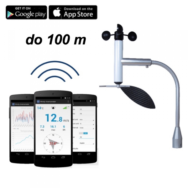 Navis Windy B/SD wiatromierz bezprzewodowy anemometr do smartfona z czujnikiem temperatury