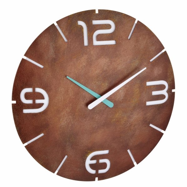 TFA 60.3536.08 zegar DCF ścienny wskazówkowy nowoczesny rdzawy design  średnica 35 cm