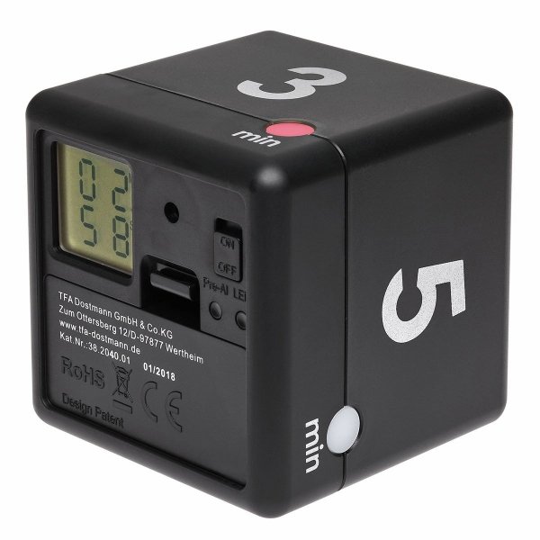 TFA 38.2040.01 CUBE-TIMER minutnik elektroniczny 3-5-7-10 min do nauki zabawy gry