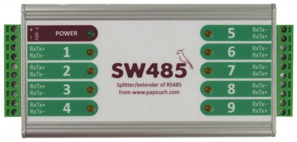 Papouch SW485 rozdzielacz sygnału splitter RS485 topologia gwiazdy 