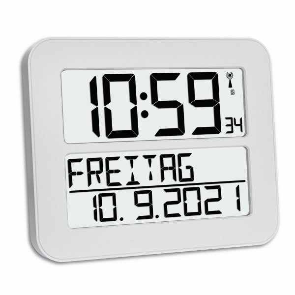 TFA 60.4512.02 zegar elektroniczny ścienny biurowy sterowany radiowo, kolor biały