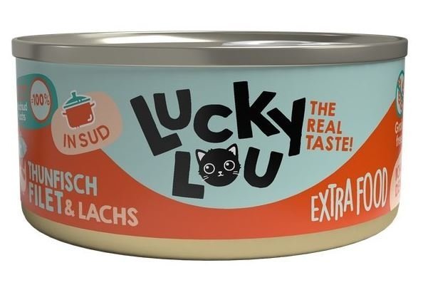 Lucky Lou Extrafood Tuńczyk &amp; Łosoś w bulionie puszka 70g