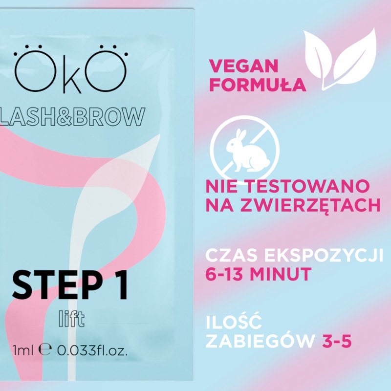Preparat do laminowania rzęs i brwi STEP 1 LIFT, pudełko 5 saszetek