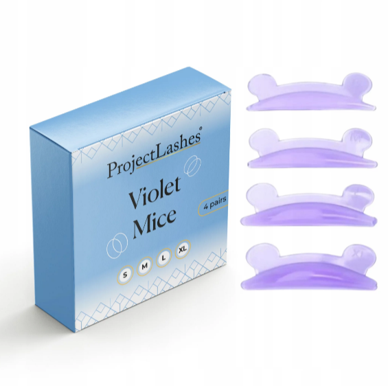 Silikonowe wałeczki wałki formy do liftingu rzęs ProjectLashes Violet Mice 4 pary