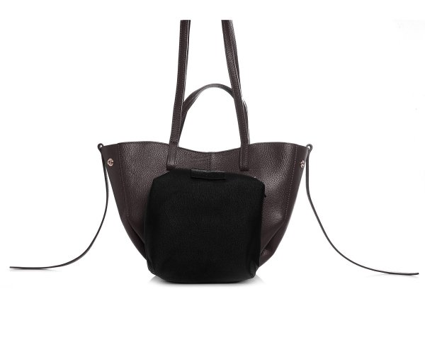 Włoska skórzana torba damska Shopperka Solome Monroe brązowa kosmetyczka