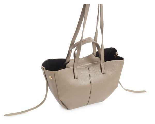 Włoska skórzana torba damska Shopperka Solome Monroe jasny beż z góry