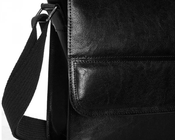 Skórzana torba męska na ramię Solome Blackrock czarna detal