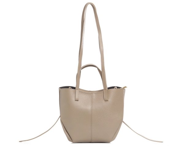Włoska skórzana torba damska Shopperka Solome Monroe jasny beż na ramię