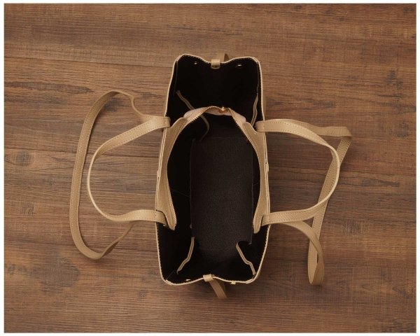 Włoska skórzana torba damska Shopperka Solome Monroe jasny beż wnętrze