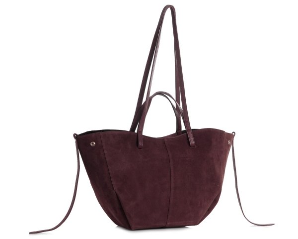Włoska skórzana torba damska Shopperka Solome Rosa bordowa zamszowa do ręki