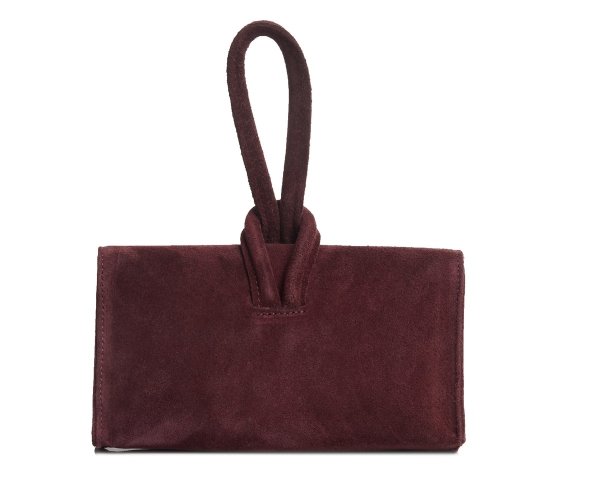 Damska skórzana kopertówka torebka wizytowa Solome Flora bordowa tył