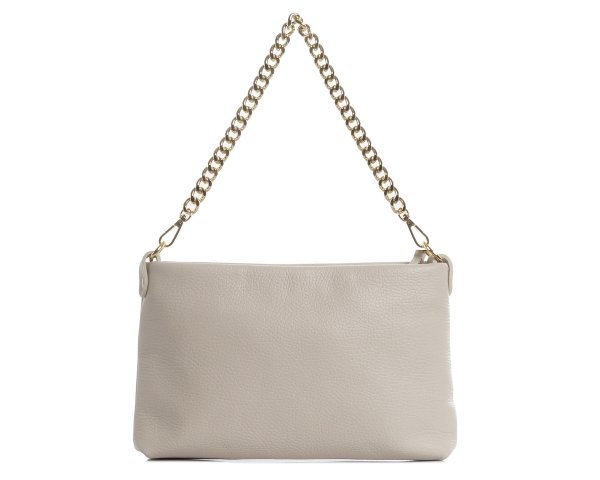 Damska skórzana kopertówka torebka wizytowa Solome Inka jasny beż przód