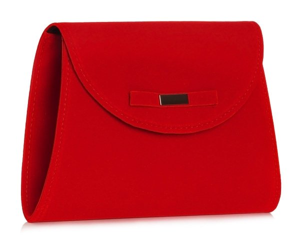 Czerwona kopertówka torebka wizytowa Solome D5 zamszowa skos