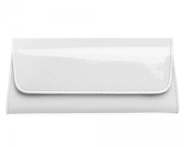 Torebka wizytowa kopertówka Solome L26 biała lakierowana przód