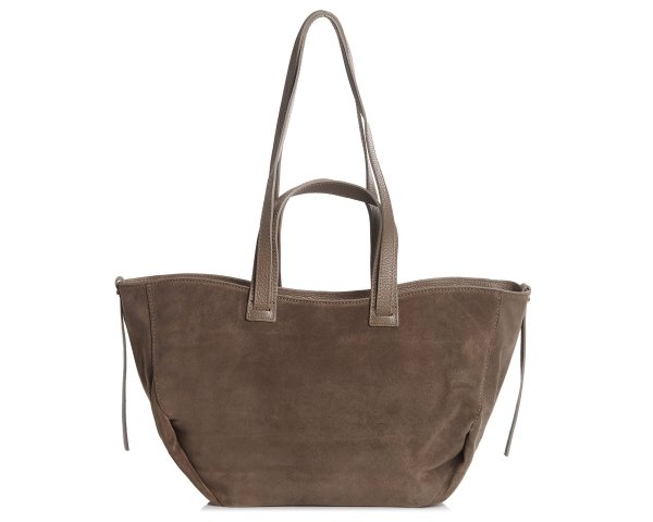 Skórzana torba damska włoska torebka miejska Solome Moza bezowa zamszowa tył