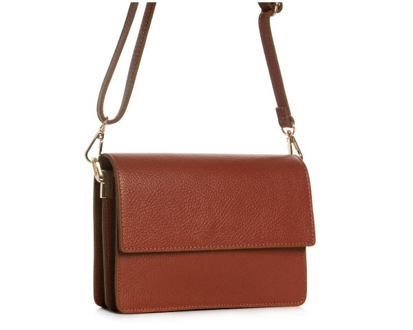 Karmelowa skórzana listonoszka torebka damska Solome Ulla na ramię skos