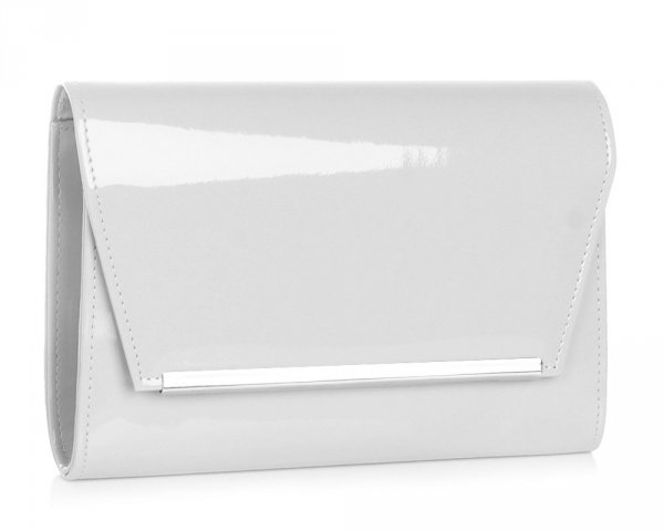 Torebka wizytowa kopertówka Solome M10 biały lakier skos