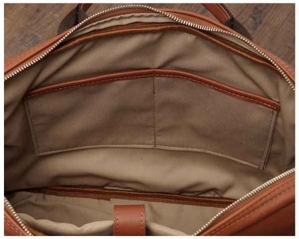 Skórzana aktówka torba na laptopa Solome Summit brązowa koniak kieszonki