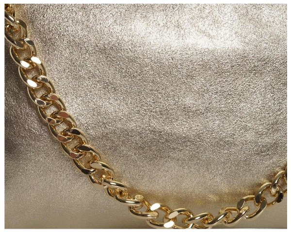 Damska skórzana kopertówka torebka wizytowa Solome Inka złota detal