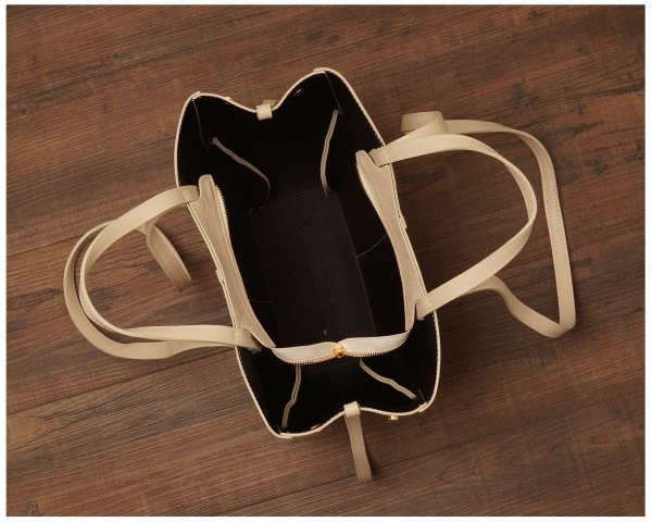 Włoska skórzana torba damska Shopperka Solome Monroe beż krem wnetrze