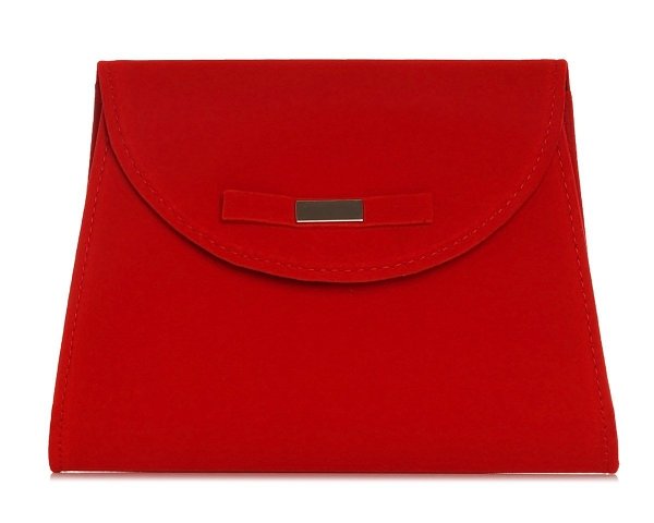Czerwona kopertówka torebka wizytowa Solome D5 zamszowa przód
