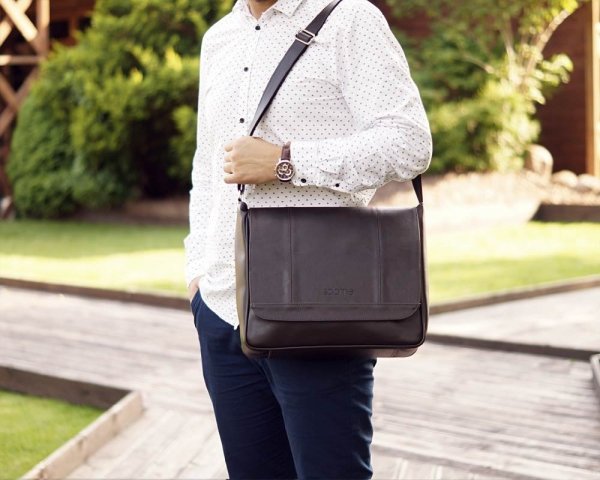 Torba męska na ramię Solome Nevada brązowa detal