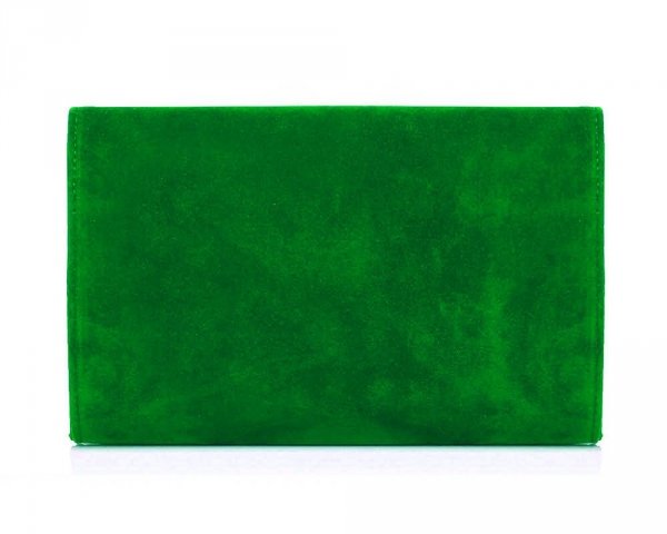 Torebka zielona kopertówka wizytowa Solome M10 zamsz tył
