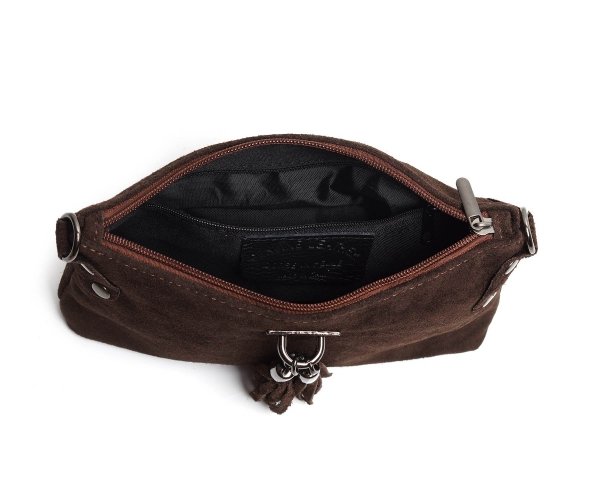 Damska skórzana zamszowa torebka listonoszka Solome Marika kieszonka