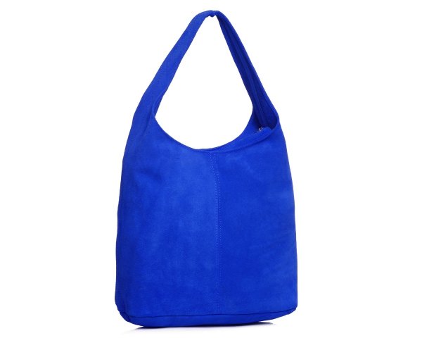 Skórzana torba damska włoska torebka miejska Solome Oponka kobaltowy zamszowa skos