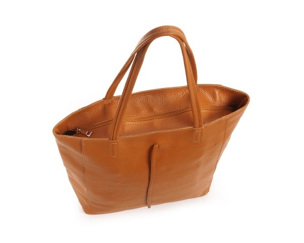 Skórzana torba damska włoska torebka miejska Solome Havana camel z góry