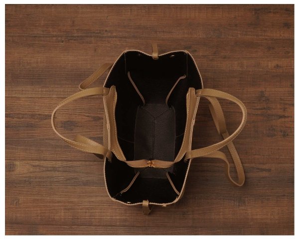 Włoska skórzana torba damska Shopperka Solome Monroe beżowa koniak wnętrze