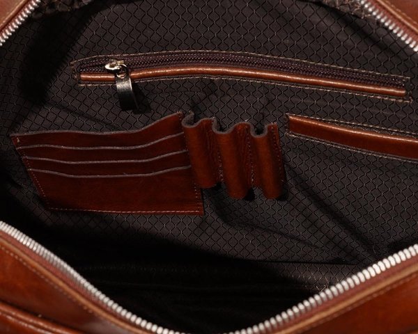 Skórzana torba na laptopa Solome Brema karmelowy detal
