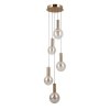 Złota szklana lampa wisząca okrągłe klosze kule bursztynowa Strela Italux PND-34378-5S-HBR