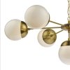 LAMPA WISZĄCA GLAMOUR W KOLORZE MOSIĄDZU BIAŁE KULE DAR LIGHTING BOMBAZINE 7 LIGHT PENDANT BOM3435