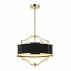 ZŁOTA LAMPA WISZĄCA Z CZARNYM ABAŻUREM GLAMOUR ORLICKI DESIGN STESSO GOLD NERO S LAMPA W NOWOJORSKIM STYLU