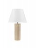 Lampka stołowa nocna podstawa z kamienia przegrzebkowego tkaninowy biały abażur boho rustykalna industrialna VANZURO LE45283 Luces Exclusivas