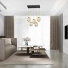 Duża lampa sufitowa wisząca glamour nad stół do jadalni 5 płomienna szklane kule prostokątna podsufitka PALOMA 2189 Argon