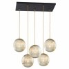 Duża lampa sufitowa wisząca glamour nad stół do jadalni 5 płomienna szklane kule prostokątna podsufitka PALOMA 2189 Argon