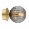 Stylowy kinkiet plafon 12cm elegancki klasyczny ciemna dymna kula ryflowane szkło złoto mosiądz podsufitka PALOMA 8510 Argon 