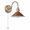 Mosiądzowany Kinkiet Ścienny Vintage Czerwony Klosz HADANO HAD0740-08 DAR LIGHTING
