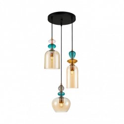Designerska Lampa Wisząca Szklane Wielokolorowe Klosze BUSCO PND-30263-3A-BRO-AMB ITALUX