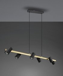 Lampa Wisząca 6 Czarnych Tub Metalowych Na Złotej Belce TRIO MARLEY 302400680