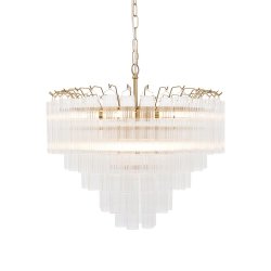 Szklana lampa wisząca rurki mosiężna okrągła designerska nowoczesna Toulouse 114199 ENDON