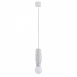 Lampa wisząca ceramika Bolesławiec biała w kropki ręcznie zdobiona designerska wyjątkowa podłużna BOLL 8938 Argon x Manufaktura w Bolesławcu 