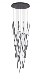Nowoczesna czarna lampa wisząca LED kaskadowa kompozycja falujących linii FLOW 41 PENDANT 3-STEP DIMM BLACK AZ6819 Azzardo