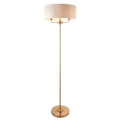 Lampa podłogowa abażurowa lniana mosiężna minimalistyczna klasyczna HIGHCLERE 110724 ENDON